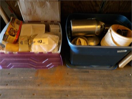 2 TUBS MISC STAINLESS CONTAINERS ETC