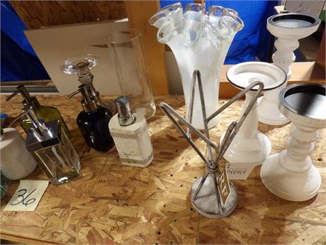 SOAP DISPENSERS - VASES - CANDLE STICKS ETC