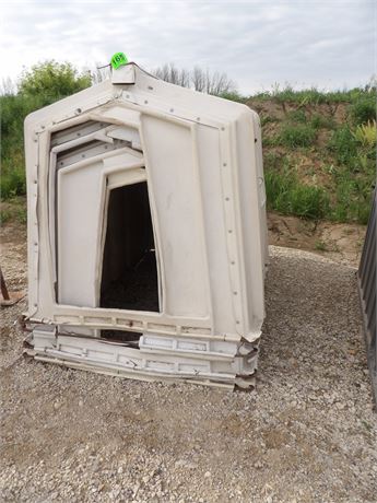 4 CALF HUTCHES W/ PAIL & BOTTLE HOLDERS