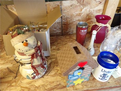 SNOWMAN COOKIE JAR - WINE GLASSES - VASES