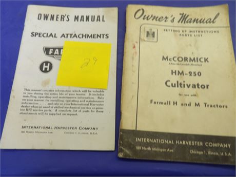 International Harvester H M MD Special Attachments and Cultivator Manuals