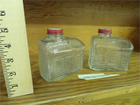 LOG CABIN GLASS JARS COIN BANKS