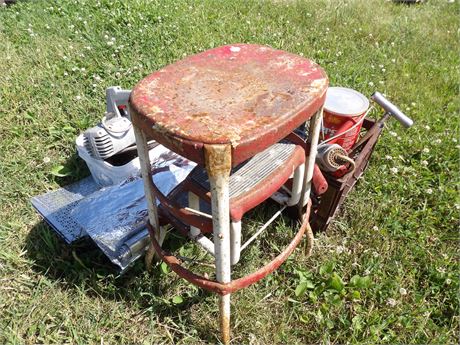 VINTAGE STOOL - ELEC MOTOR - ETC