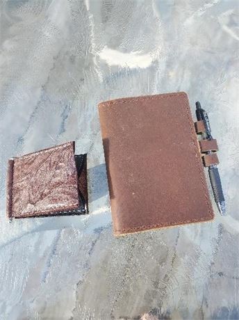 Handcrafted Leather Notebook Cover & Wallet