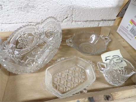 GLASS ETCHED CANDY DISHES & BOWLS