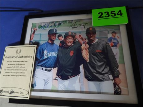 GRIFFEY JR. / WILLIE MAYS SIGNED PHOTO 8x10 FRAME