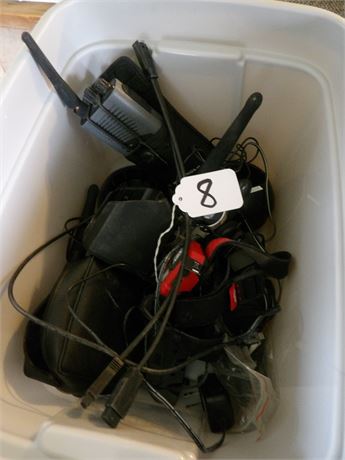 CONTAINER OF MOTOROLA 2 WAY RADIOS & CHARGERS