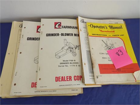 Farmhand Feed Grinders & Grinder Blower Manuals and some price lists as well