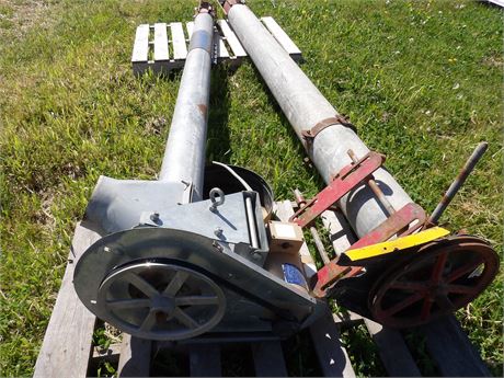 2 GRAIN AUGERS 1W 1HP ELECTRIC MOTOR 11'L APPROX. 8" & 6"