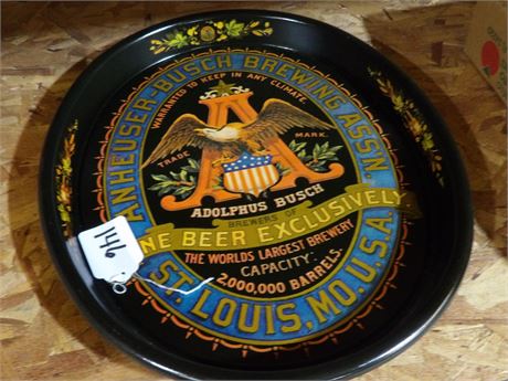 ANHEUSER BUSCH BREWING ST. LOUIS, MO. METAL SERVING TRAY