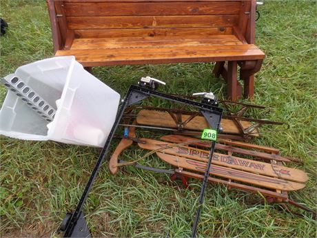 WOODEN BENCH - VINTAGE SLEDS