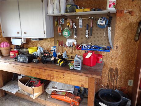 OUTSIDE SHED WORK BENCH CLEAN UP AREA