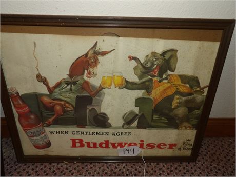 BUDWEISER SIGN W / FRAME