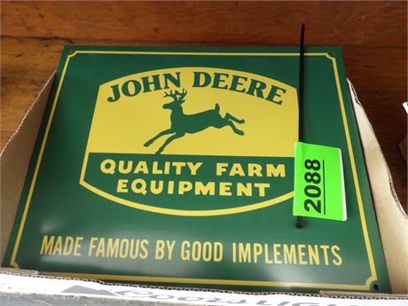 JOHN DEERE "QUALITY FARM EQUIPMENT" METAL SIGN