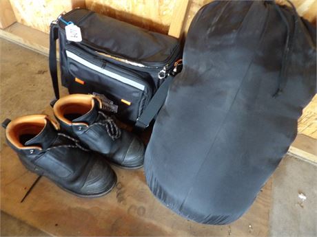 12M STEEL TOE? WORK BOOTS - CABELA SLEEPING BAG - HARLEY DAVIDSON SOFT COOLER