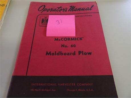 International Harvester Moldboard plow and disk manuals