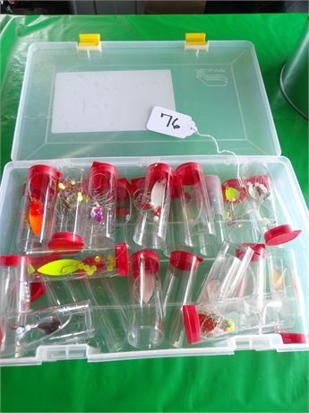 ASSORTMENT OF FISHING LINES W / PLASTIC WALLEYE ORGANIZERS