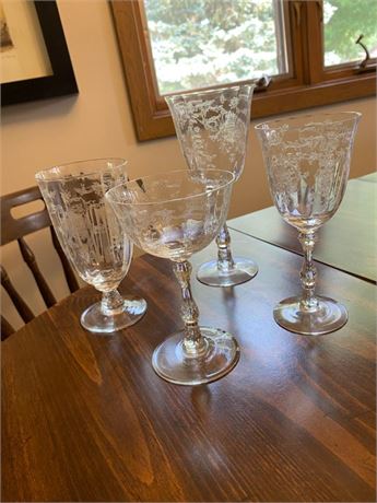 LARGE ASSORT. CRYSTAL GOBLETS - 4 SIZES APPROX. - 12 EACH APPROX.