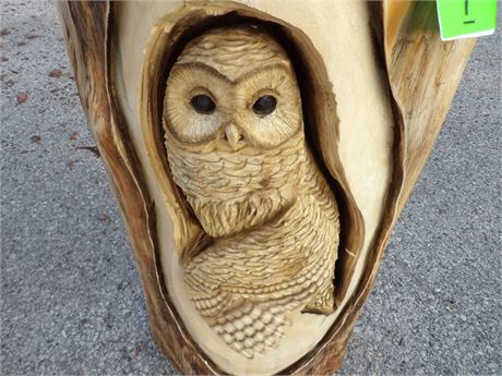 OWL CHAINSAW WOOD CARVING