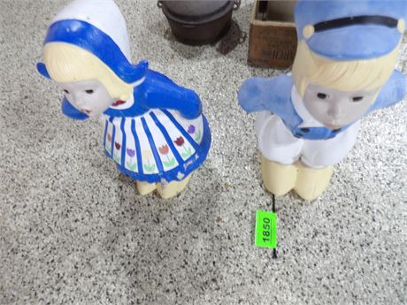 OUTDOOR FIGURINES ( APPEAR TO BE CEMENT )