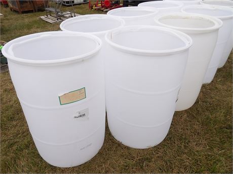 PLASTIC BARRELS NO TOPS ( APPROX. 9 )