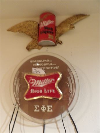 MILLER HIGH LIFE ELECTRIC SIGN & MILLER MALT LIQUOR SIGN