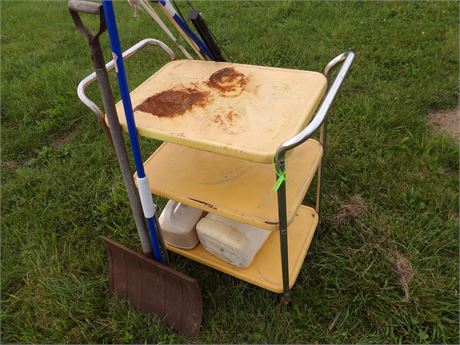 ROLL AROUND SHELVING- SHOVEL ETC