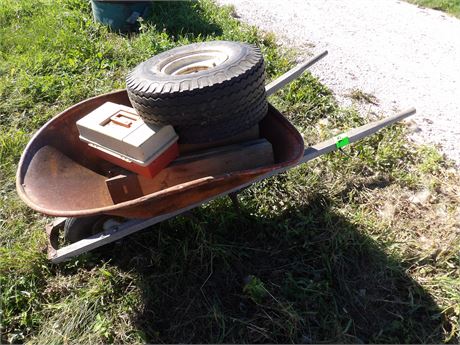 WHEELBARROW - TIRES - FISHING BOX ETC