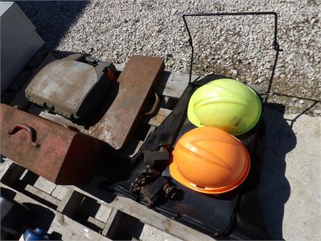 HARD HATS - TOOLBOX - PLASTIC ORGANIZER - GRASS BAGGER ETC