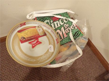 MILLER HIGH LIFE SERVING TRAY W / MILLER CINCO DE MAYO BANNER