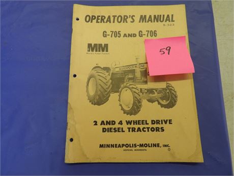 Minneapolis Moline G-705 &  G-706 Operators Manual