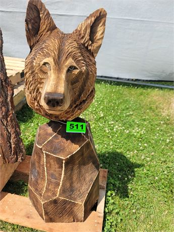 WOLF CHAINSAW WOOD CARVING ( APPROX. 36" )