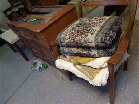 DRESSERS - GLASS CABINETS - HEAVY DUTY TABLE - VINTAGE CHAIR