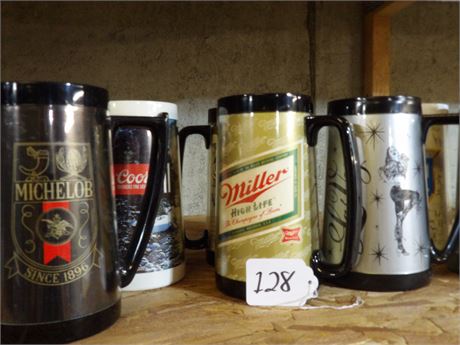 PLASTIC BEER MUGS - COORS - MICHELOB-MILLER HIGH LIFE - OLD STYLE-MGD