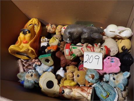 LARGE ASSORTMENT COIN BANKS - DOGS - PIGS - BEARS ETC
