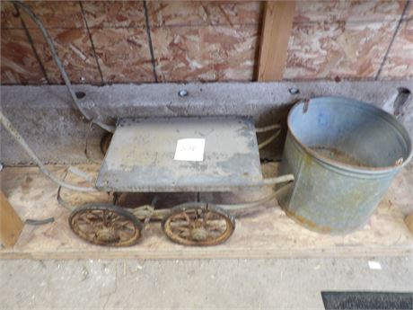 GALVANIZED PAIL - VINTAGE BUGGY PARTS