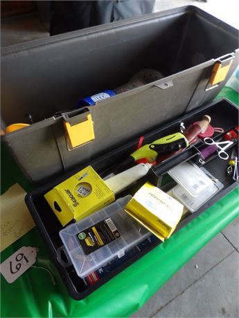 ICE FISHING BOX W / FILET KNIFE-RODS-LINES ETC