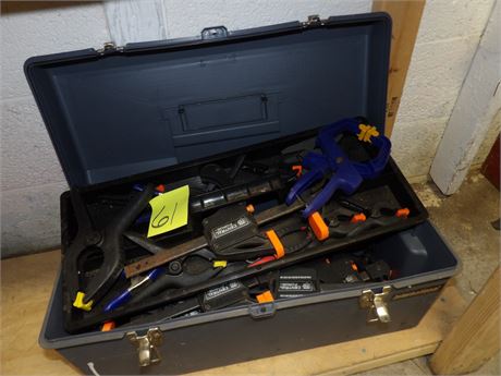 PLASTIC TOOLBOX W / ASSORTMENT CLAMPS