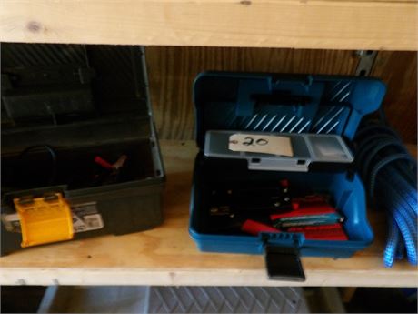 2 TOOL BOXES - STAPLE GUN - ROPE ETC