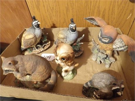 QUAIL - RACCOON - OWL FIGURINES