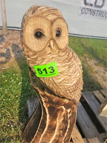 OWL CHAINSAW WOOD CARVING ( APPROX. 36" TALL )